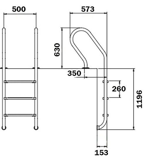 Сходи для басейну Flexinox Parallel Mixta (4 сходинки), AISI-316L aqp_27127 фото