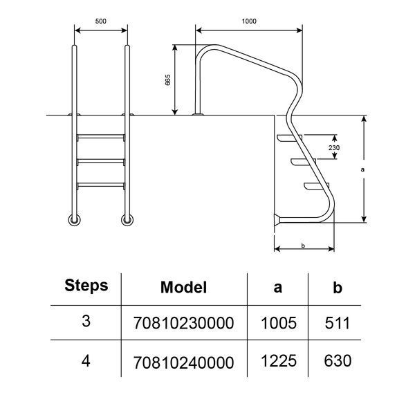 Лестница для бассейна Hayward EAF4 Easy access (4 ступени), для широкого борта, AISI-316 aqp_37221 фото