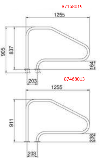 Поручень Flexinox 87468013 для римських сходів FX-01 (1255 мм, фланець, AISI-316L) aqp_41009 фото