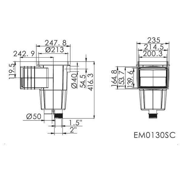 Скимер Emaux EM0130-SC Standart (под бетон) квадратная крышка aqp_16787 фото
