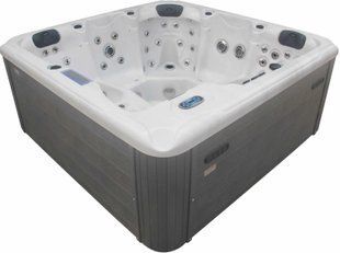 СПА-басейн Aquajoy Santorini (220х220х95 см), Сріблясто-білий мармур aqp_40298 фото