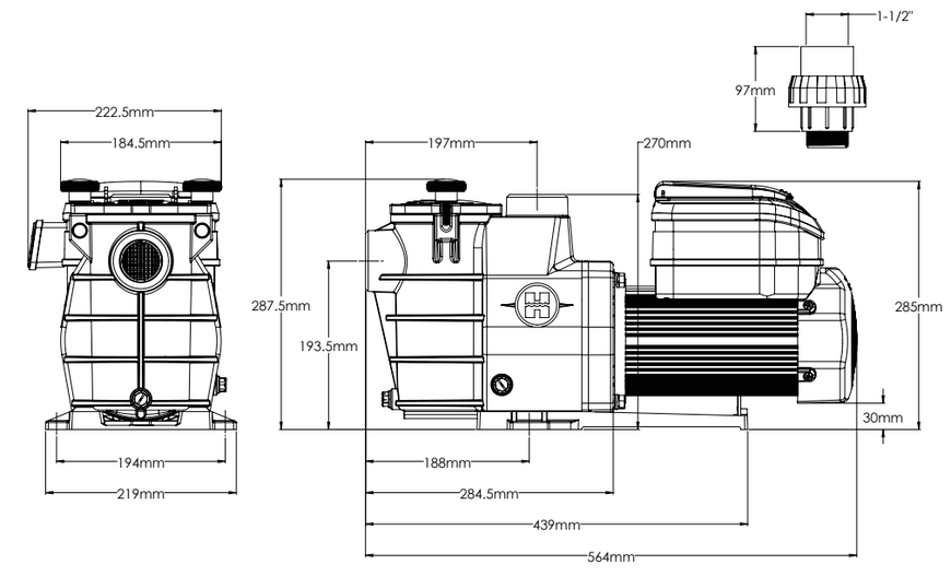 Насос Hayward Max Flo VS SP1811VS (220 В, 13.5 м3/ч, 1.1 HP), 4-скоростной aqp_40512 фото