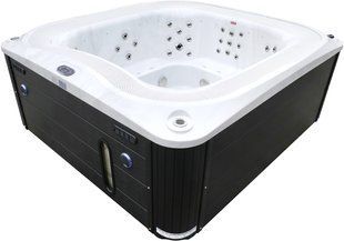 Переливний СПА-басейн Aquajoy Serenity (250х230х96 см), сріблясто-білий мармур, чорний корпус aqp_41137 фото
