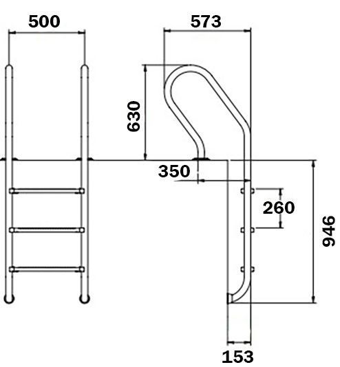 Сходи для басейну Flexinox Mixta (3 сходинки), AISI-316L aqp_27126 фото